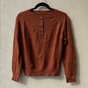 Rust Brown Henley Sweater